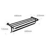 Porte serviettes noir mate strié