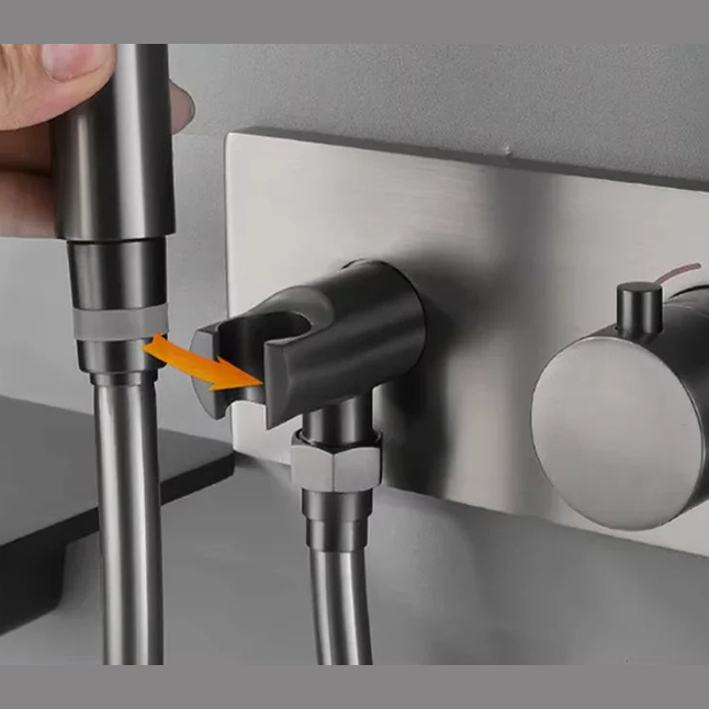 Colonne de douche et bain encastrée gris brossé