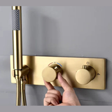 Colonne de douche encastrée or brossé