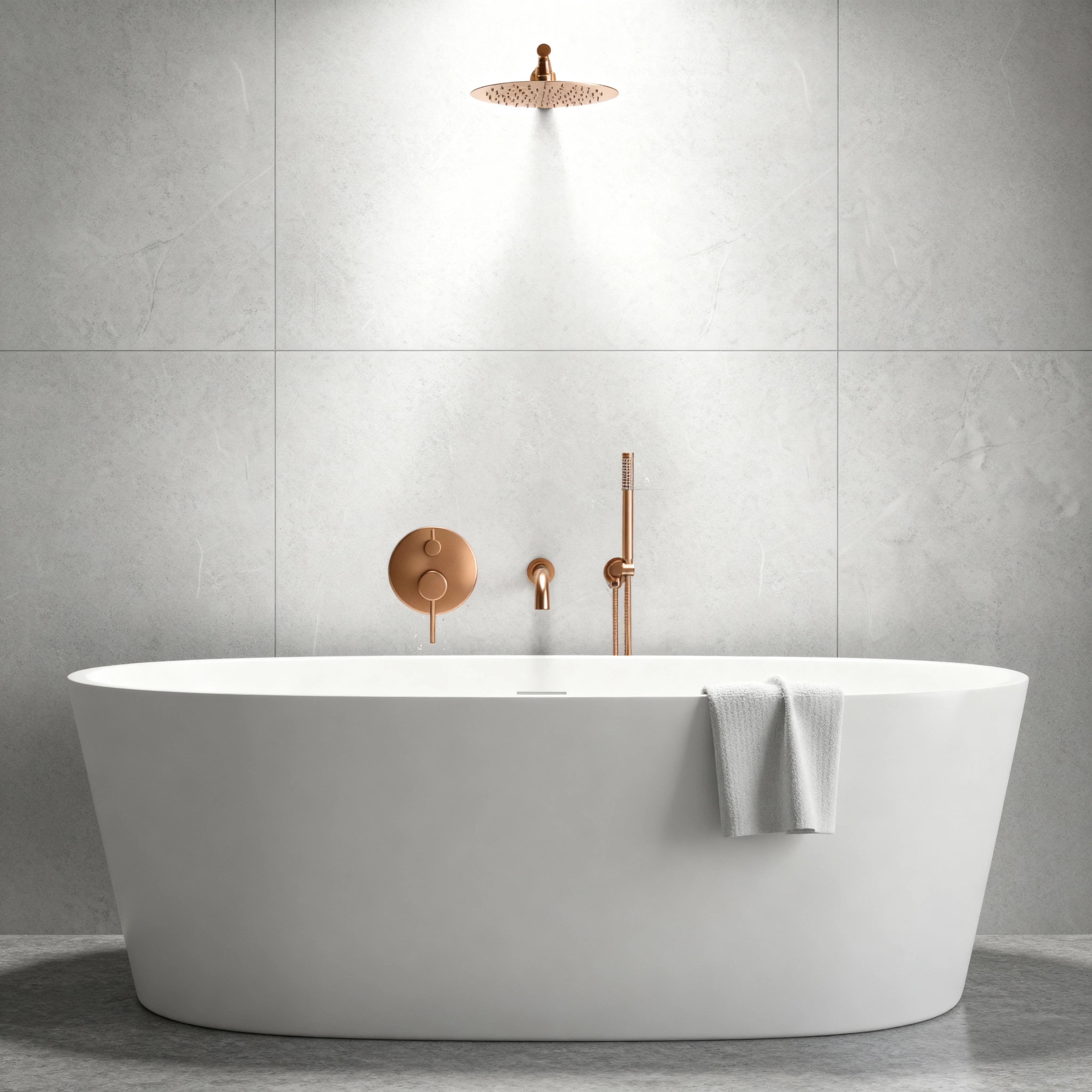 Kit de bain et douche encastré or rose brossé