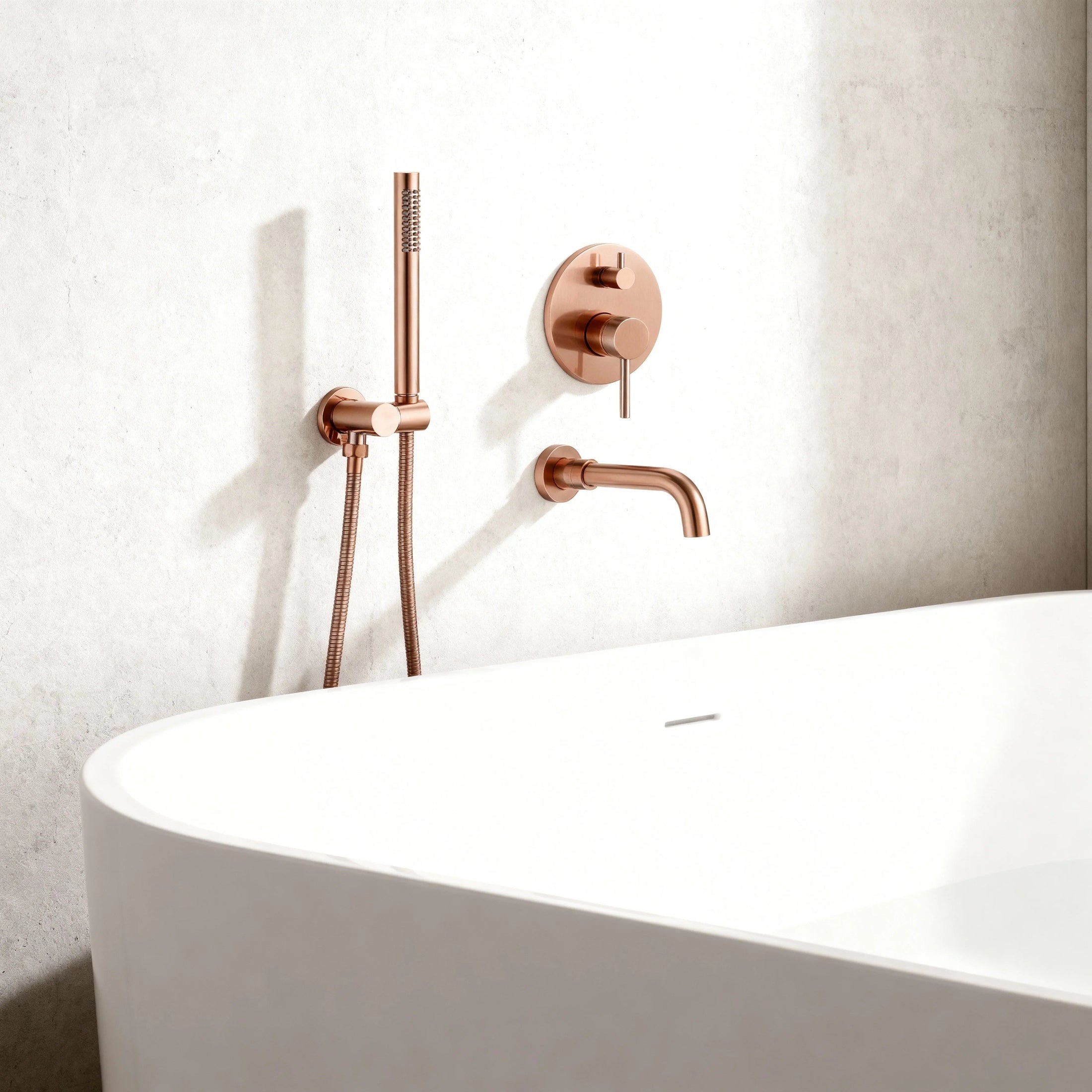 Ensemble de bain encastré or rose brossé