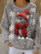 Aino – Pull en peluche de Noël avec motif de chat