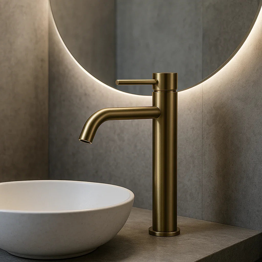 Mitigeur de salle de bain or brossé