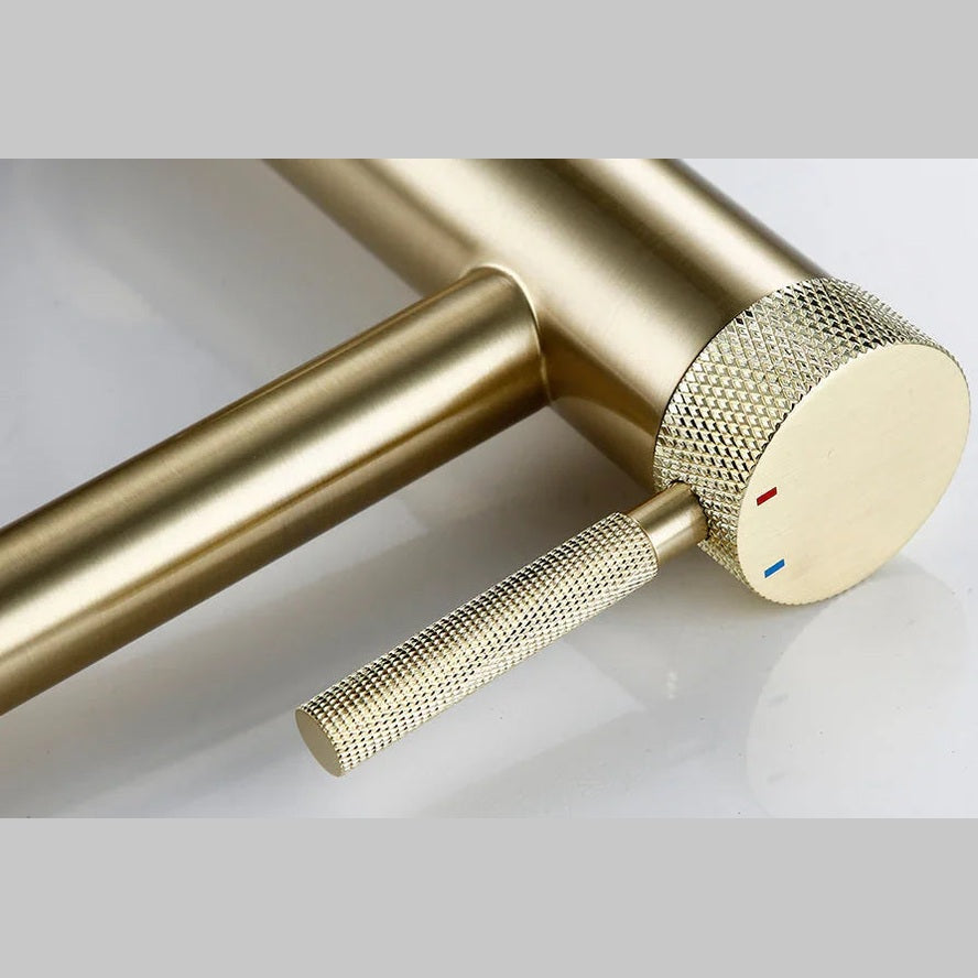 Mitigeur de salle de bain or brossé