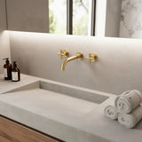 Robinet de lavabo encastré or brossé