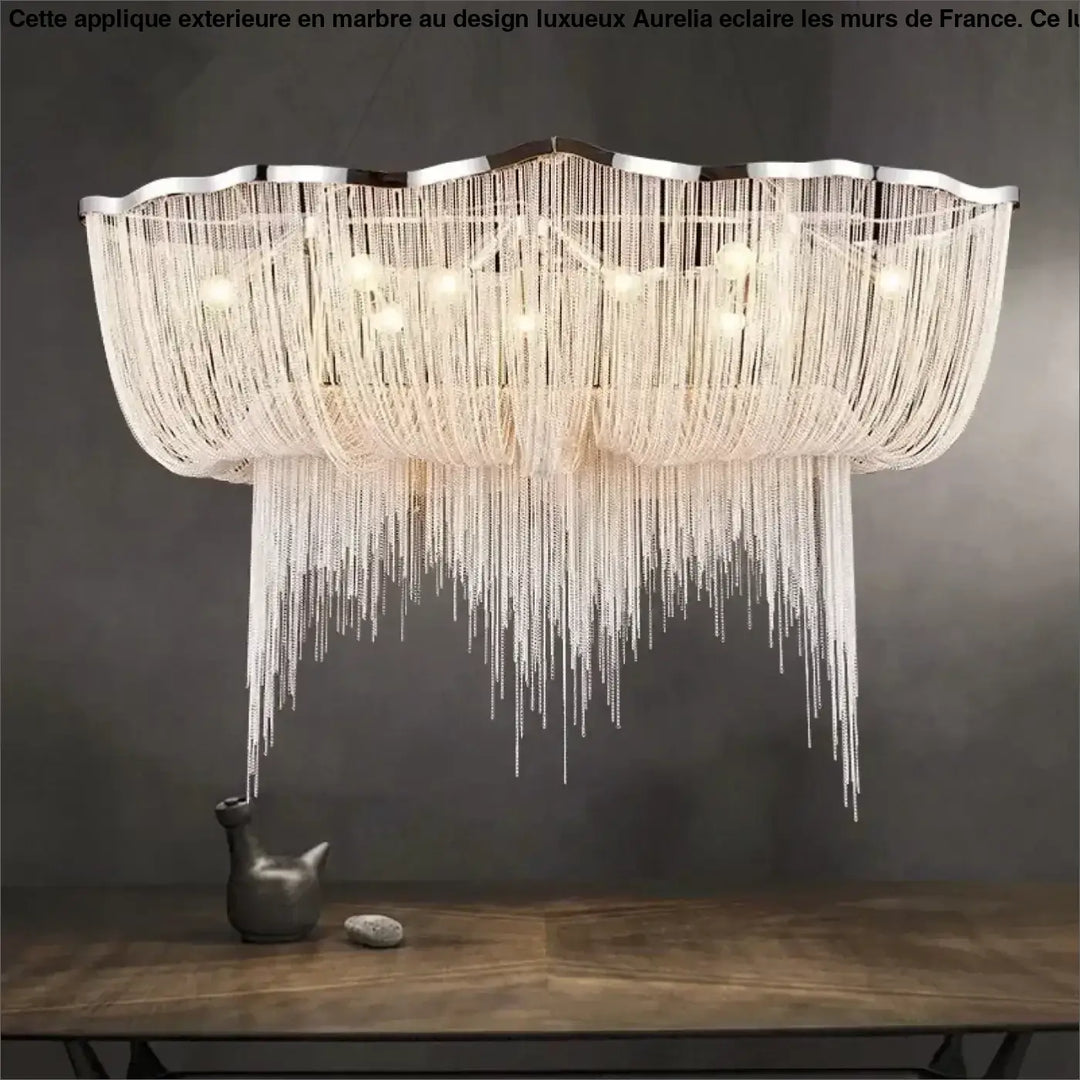 Suspension luminaire moderne avec fils métalliques argentés chic