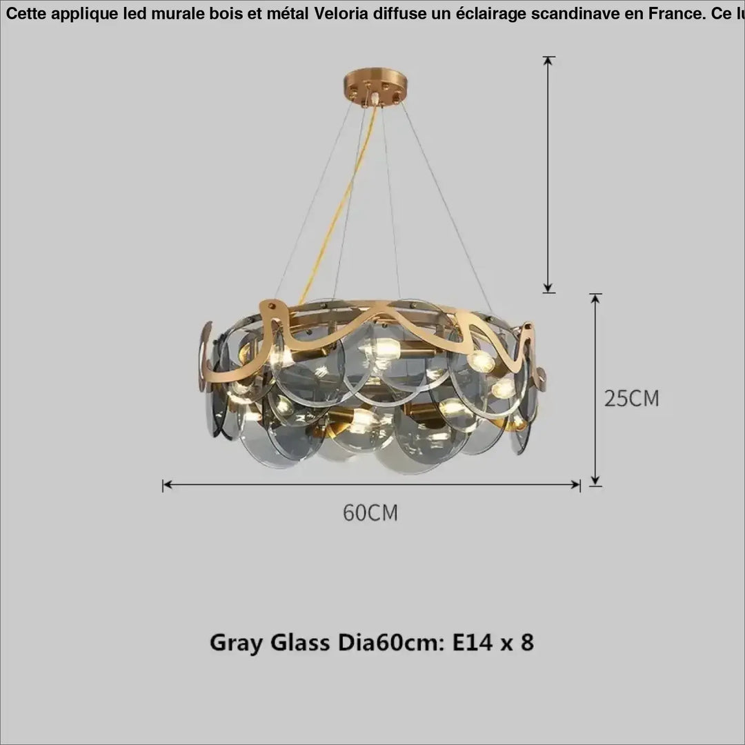 Suspension luminaire en verre blanc et structure dorée chic