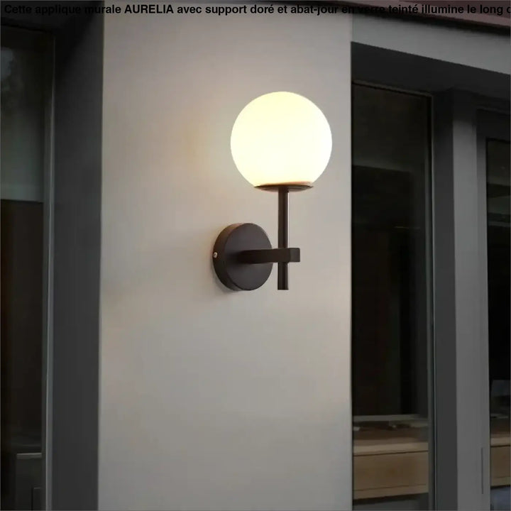 Applique Murale À Support Et À L’Abat-Jour En Verre Teinté