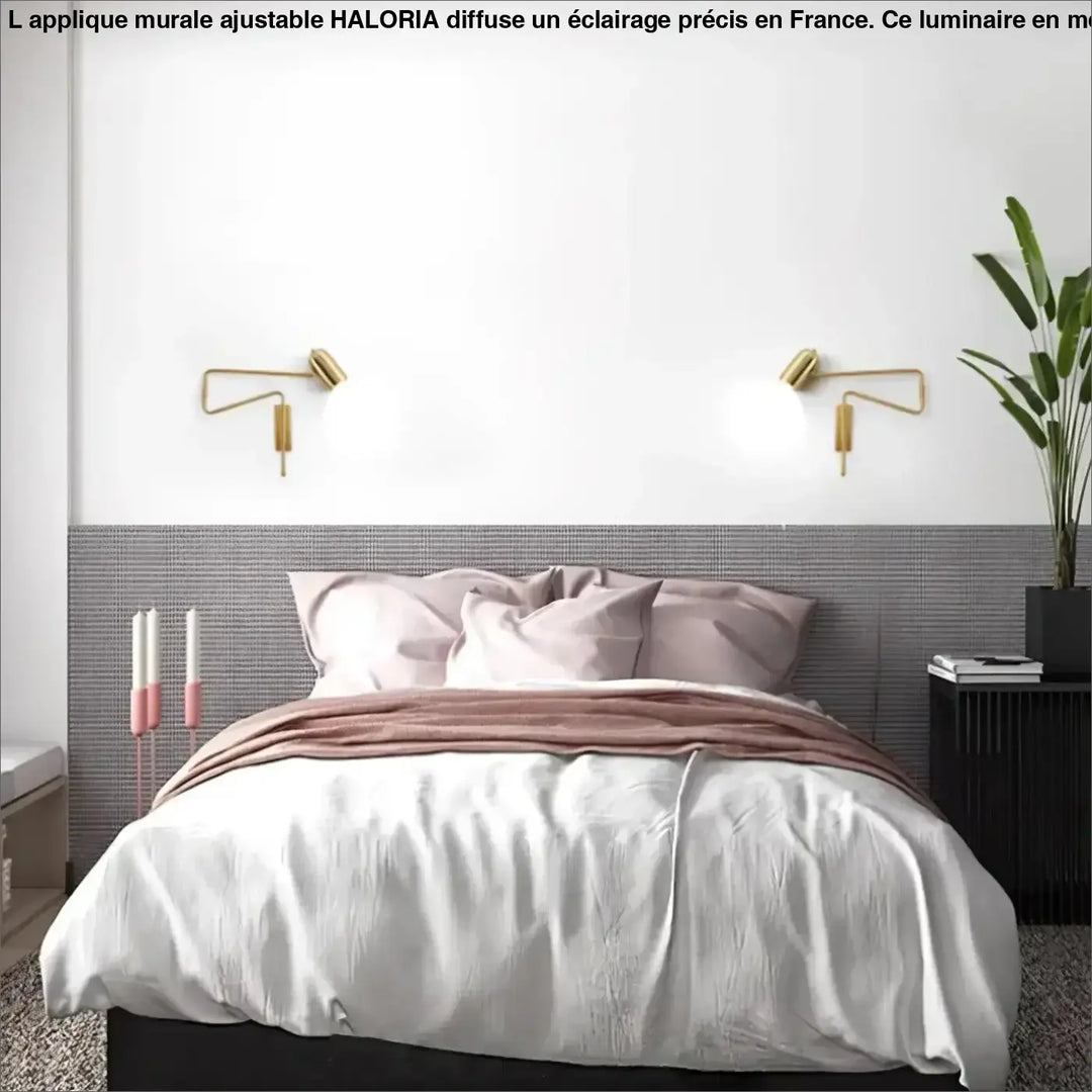 Applique Murale Ajustable avec Bras Articulé Doré
