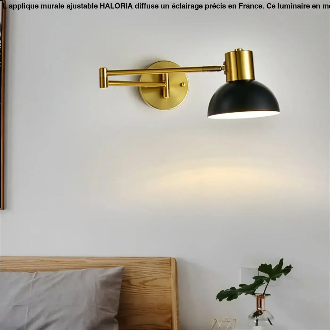 Applique Murale Ajustable avec Bras Articulé Doré
