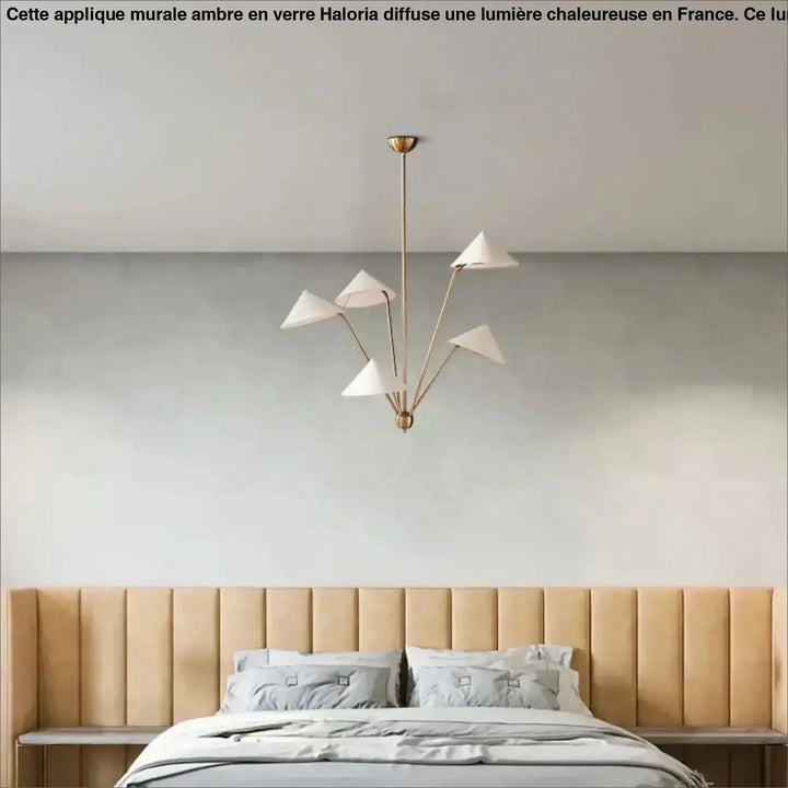 Suspension luminaire design minimaliste à formes coniques blanc