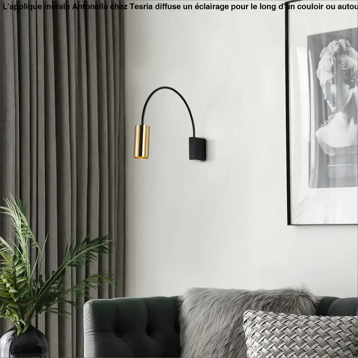 Applique Murale Arc En Métal Noir Et Tête Cylindrique