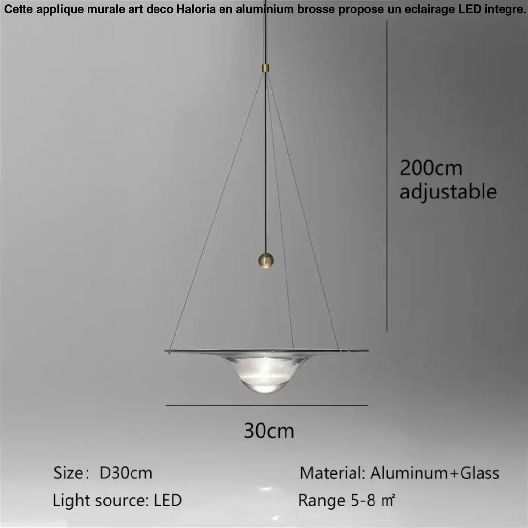 Suspension luminaire moderne led en aluminium et verre