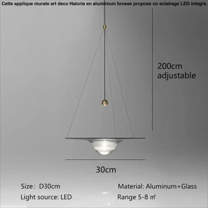 Suspension luminaire moderne led en aluminium et verre