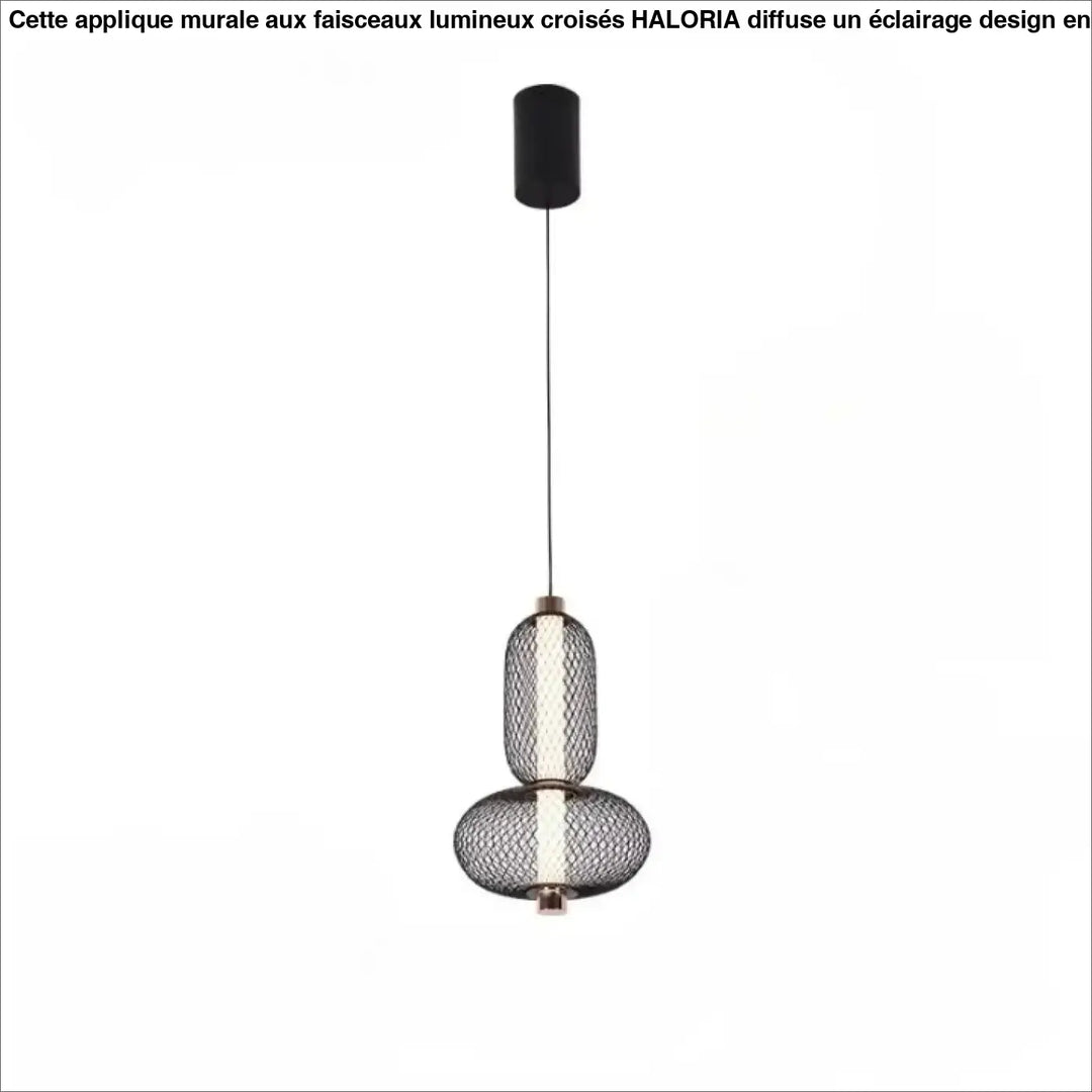 Modern lampe suspendue vakio en maille noire avec fixation cylindrique et accents cuivre pour éclairage intérieur