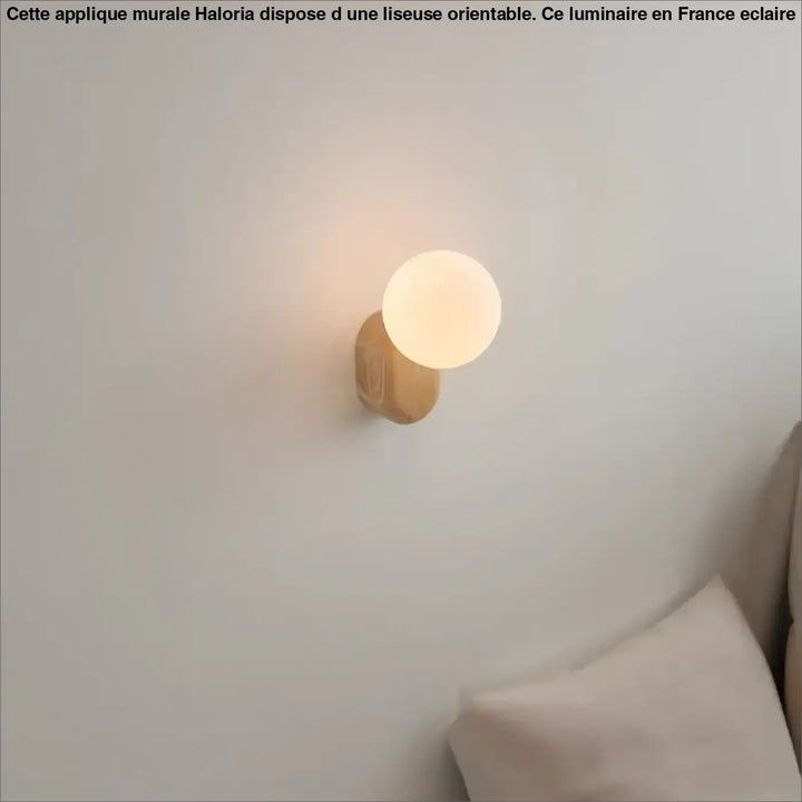 Applique Murale Minimaliste Bois Clair Et Globe En Verre Opale
