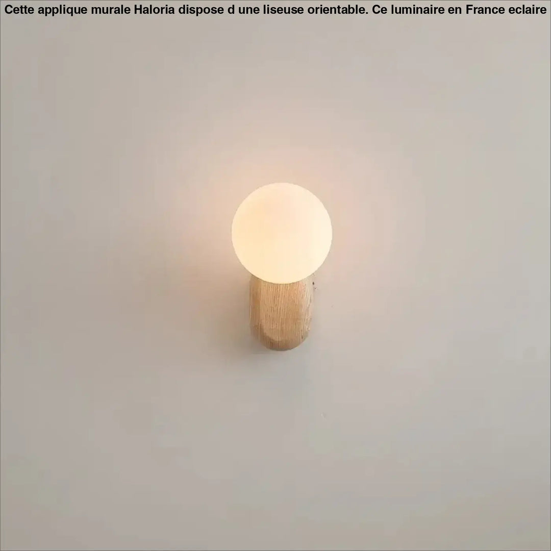 Applique Murale Minimaliste Bois Clair Et Globe En Verre Opale
