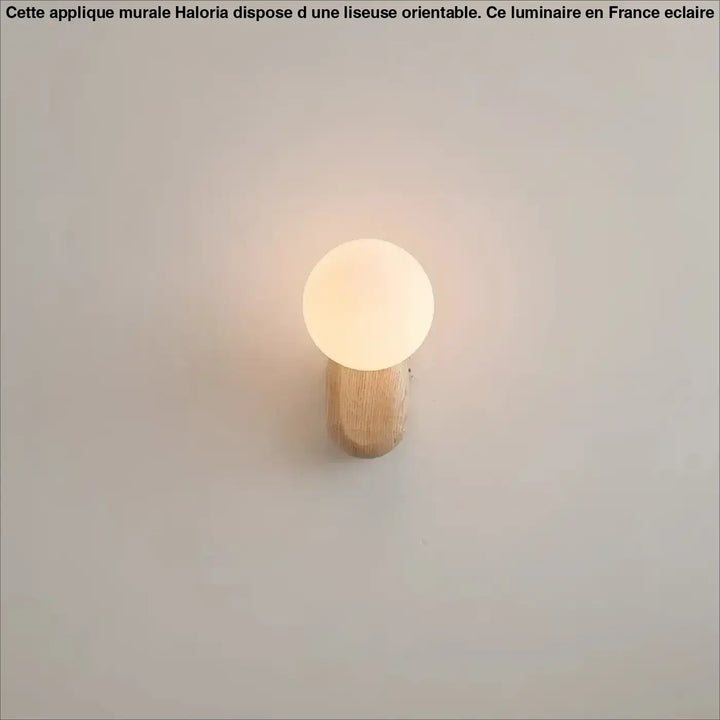 Applique Murale Minimaliste Bois Clair Et Globe En Verre Opale