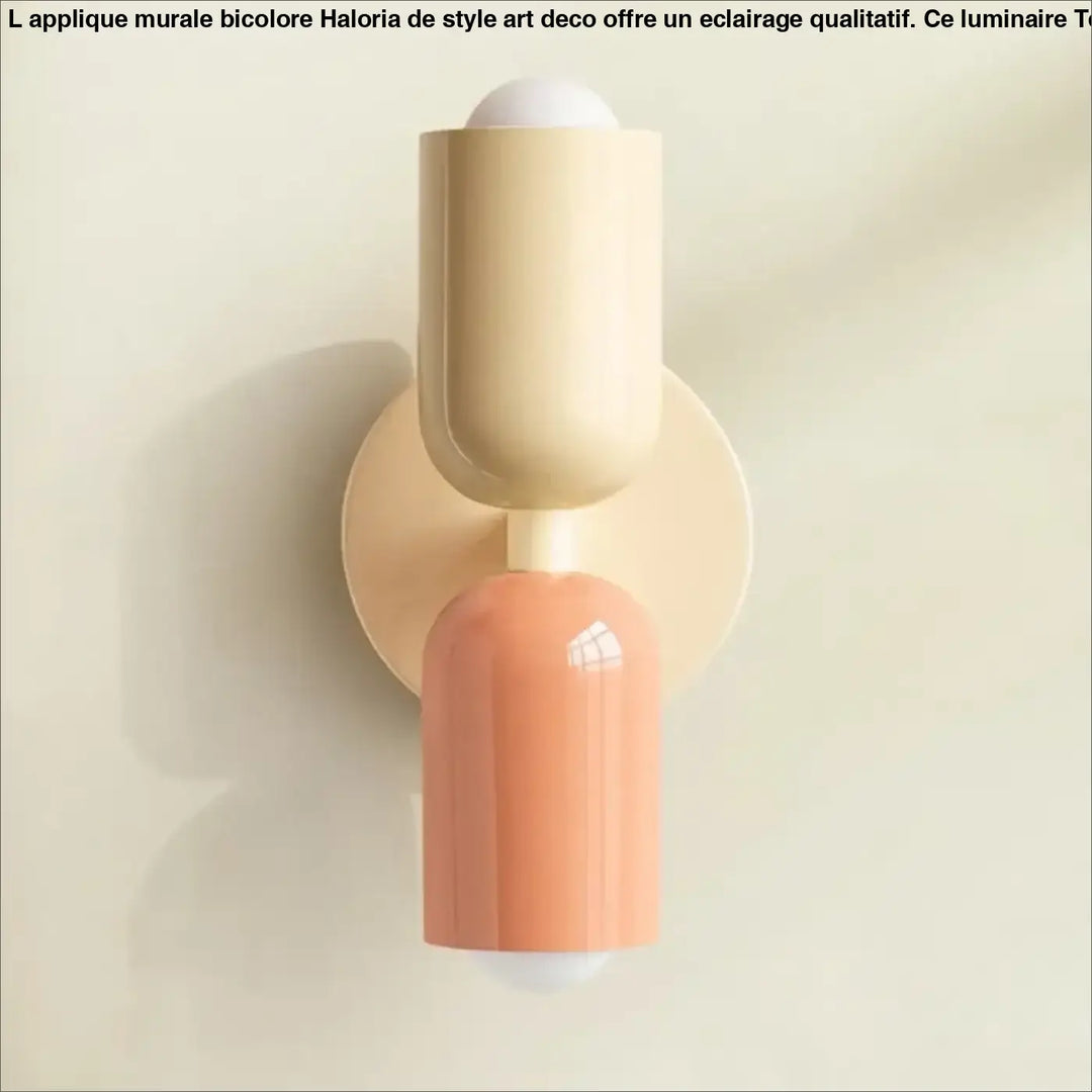 Applique murale bicolore cream et corail au style art deco avec design moderne minimaliste par haloria
