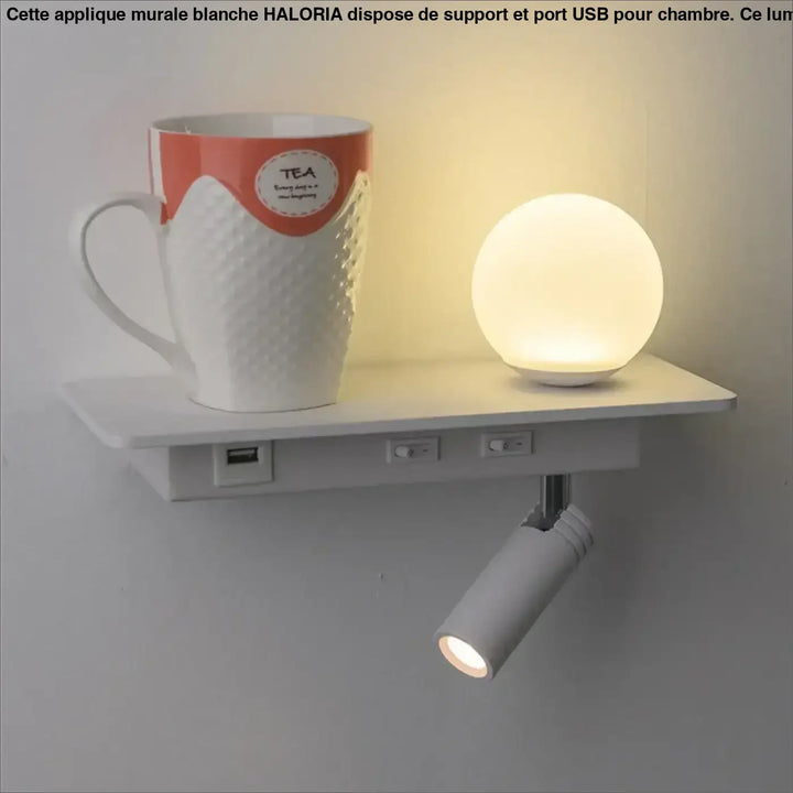 Applique Murale Blanche À Support Et Port USB Pour Chambre Moderne