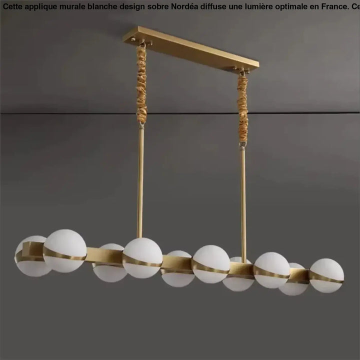 Luminaire suspendu design linéaire doré et corde style moderne