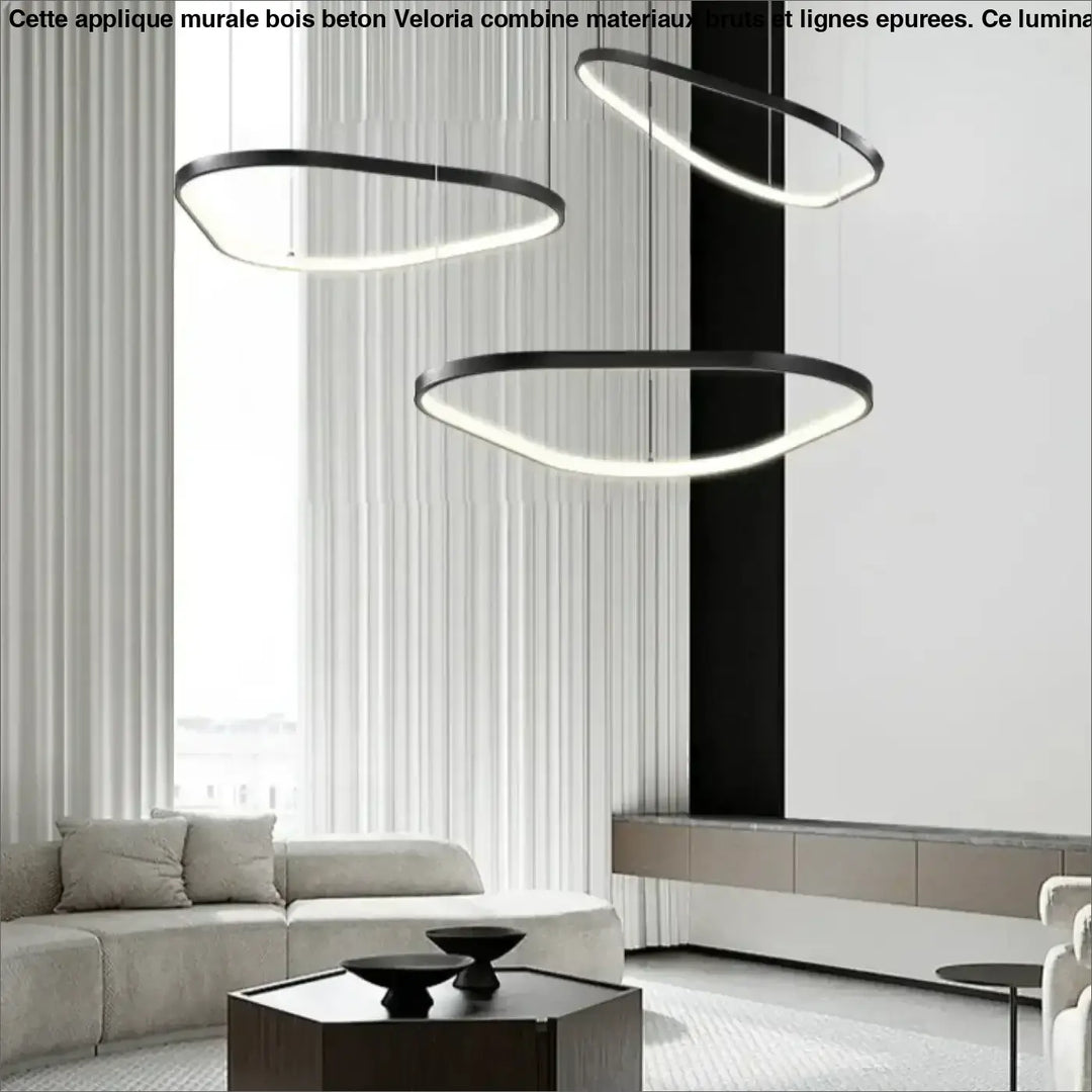 Suspension led noire design ovale moderne réglable blanc noir