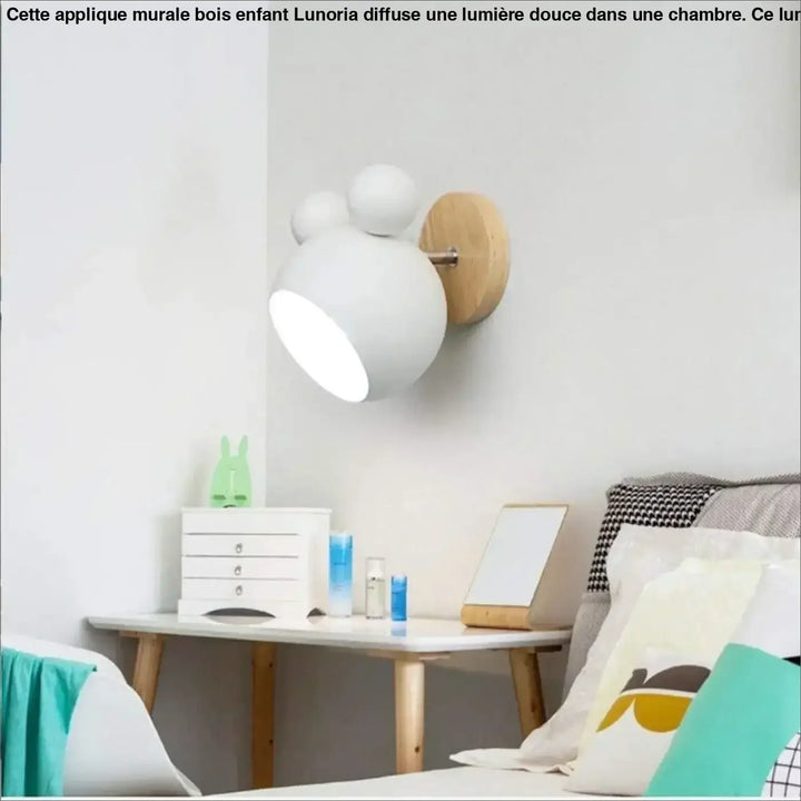 Applique Murale Bois Enfant Aluminium Visage Oreilles