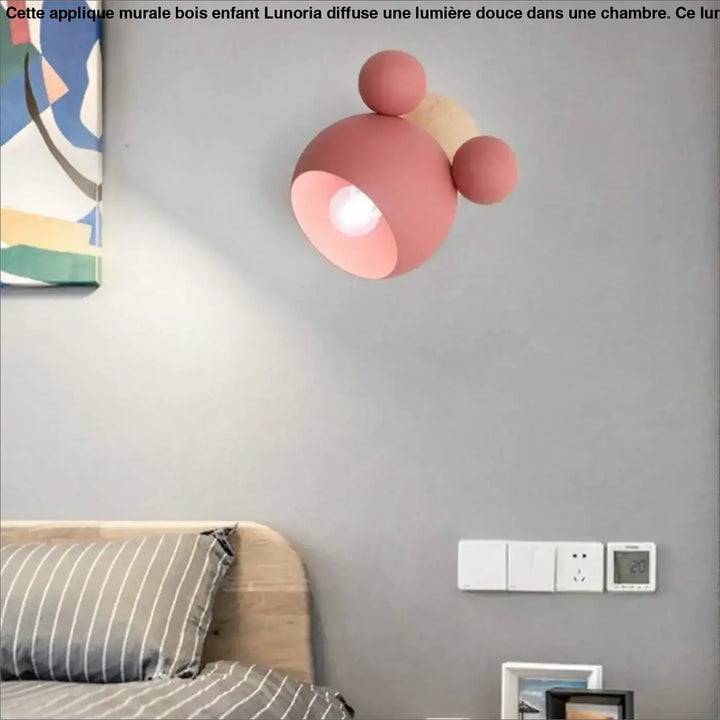 Applique Murale Bois Enfant Aluminium Visage Oreilles