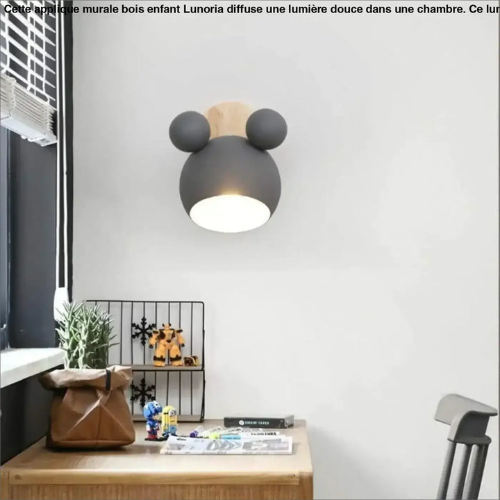 Applique Murale Bois Enfant Aluminium Visage Oreilles