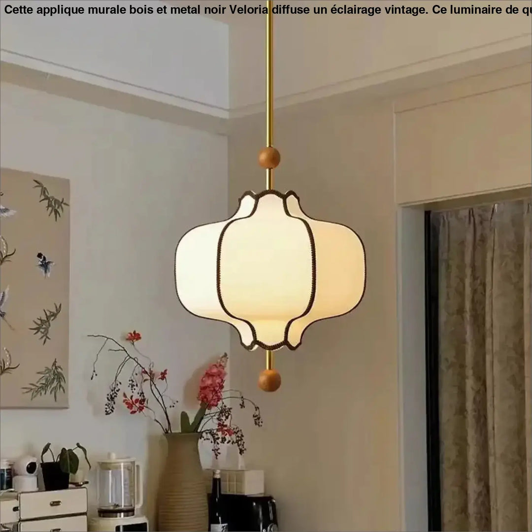 Suspension luminaire en tissu blanc chic et moderne