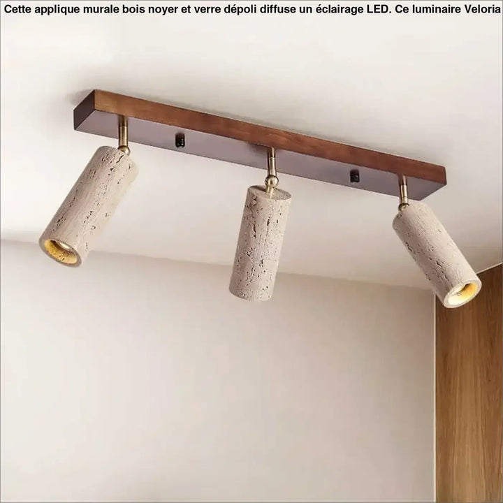 Plafonnier spots en pierre et bois au design scandinave et moderne