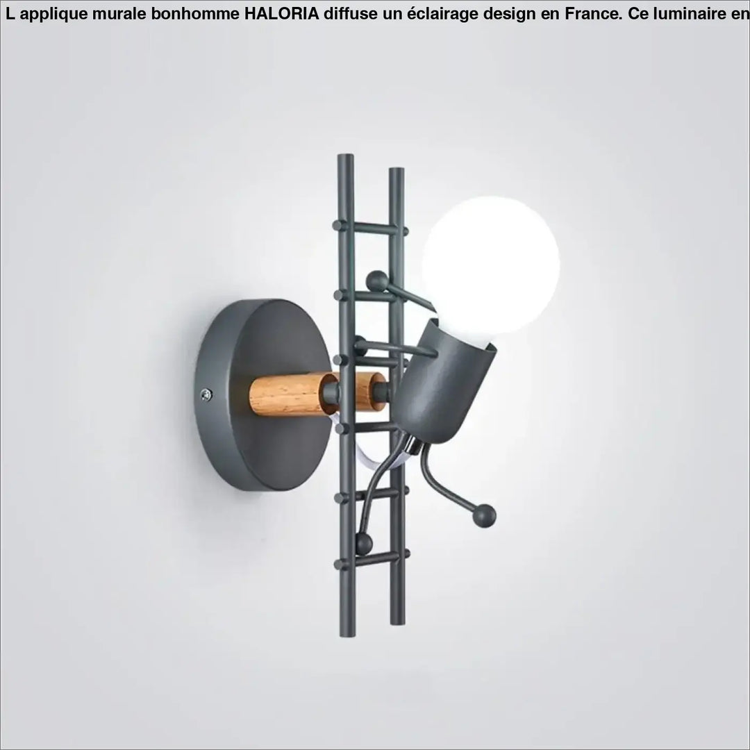 Applique Murale Bonhomme Design Moderne en Gris Noir Blanc