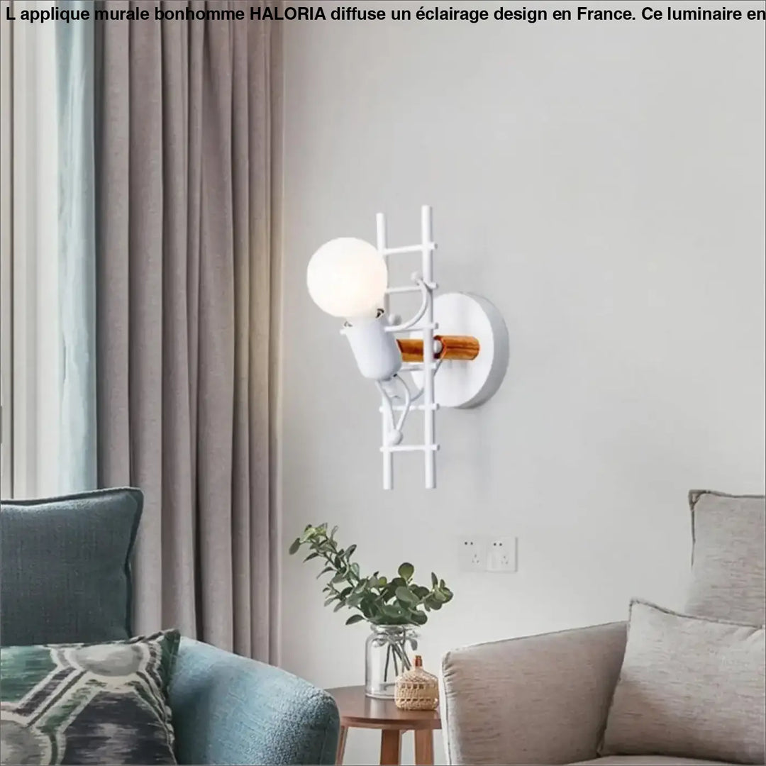 Applique Murale Bonhomme Design Moderne en Gris Noir Blanc