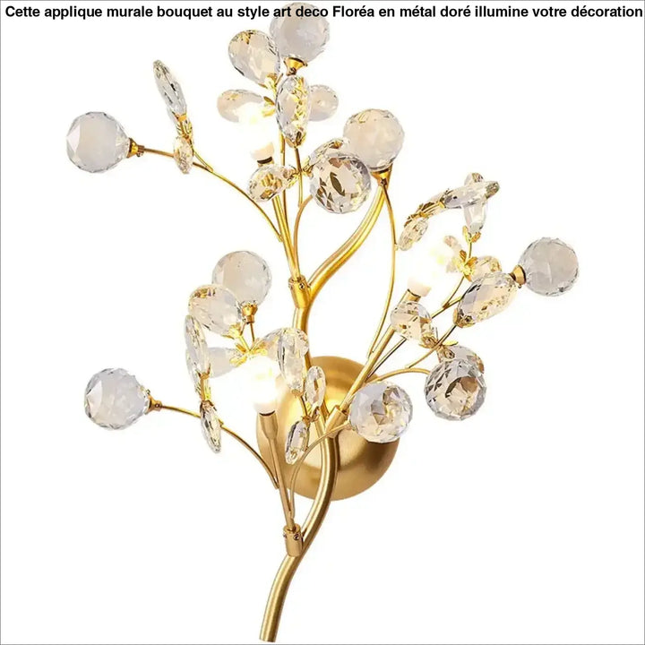 Applique Murale Bouquet De Fleur Doré Au Style Art Déco Élégant