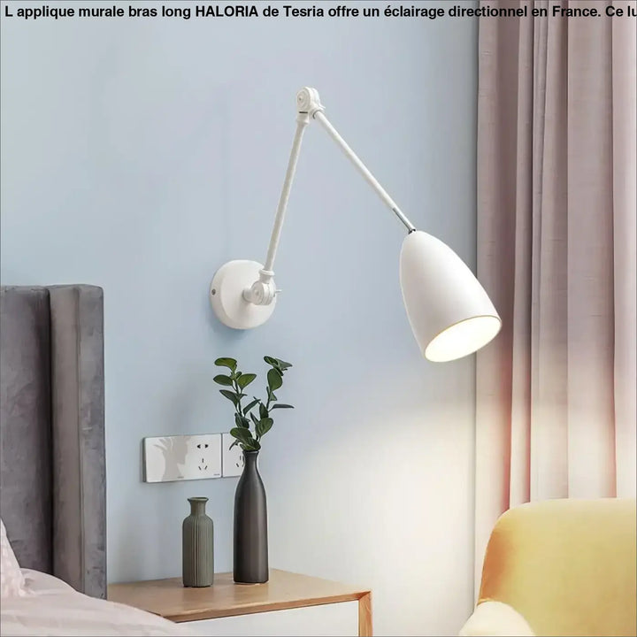 Applique Murale Bras Long En Aluminium Blanc Style Moderne