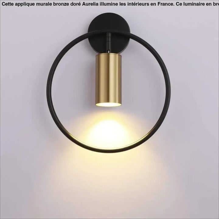 Applique Murale Bronze Doré Design Cercle Cylindre