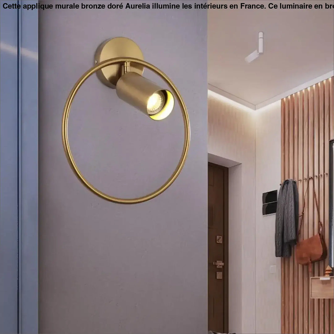 Applique Murale Bronze Doré Design Cercle Cylindre