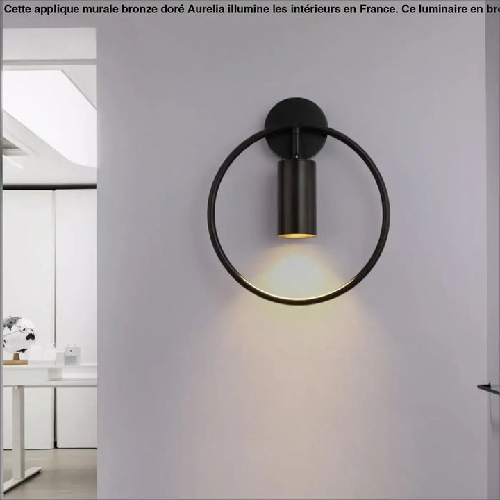 Applique Murale Bronze Doré Design Cercle Cylindre