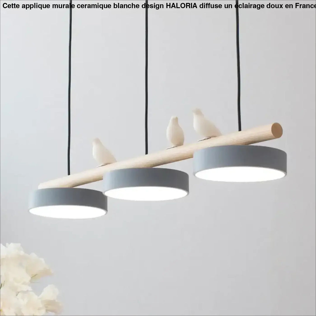 Suspension design scandinave avec oiseaux bois coloré