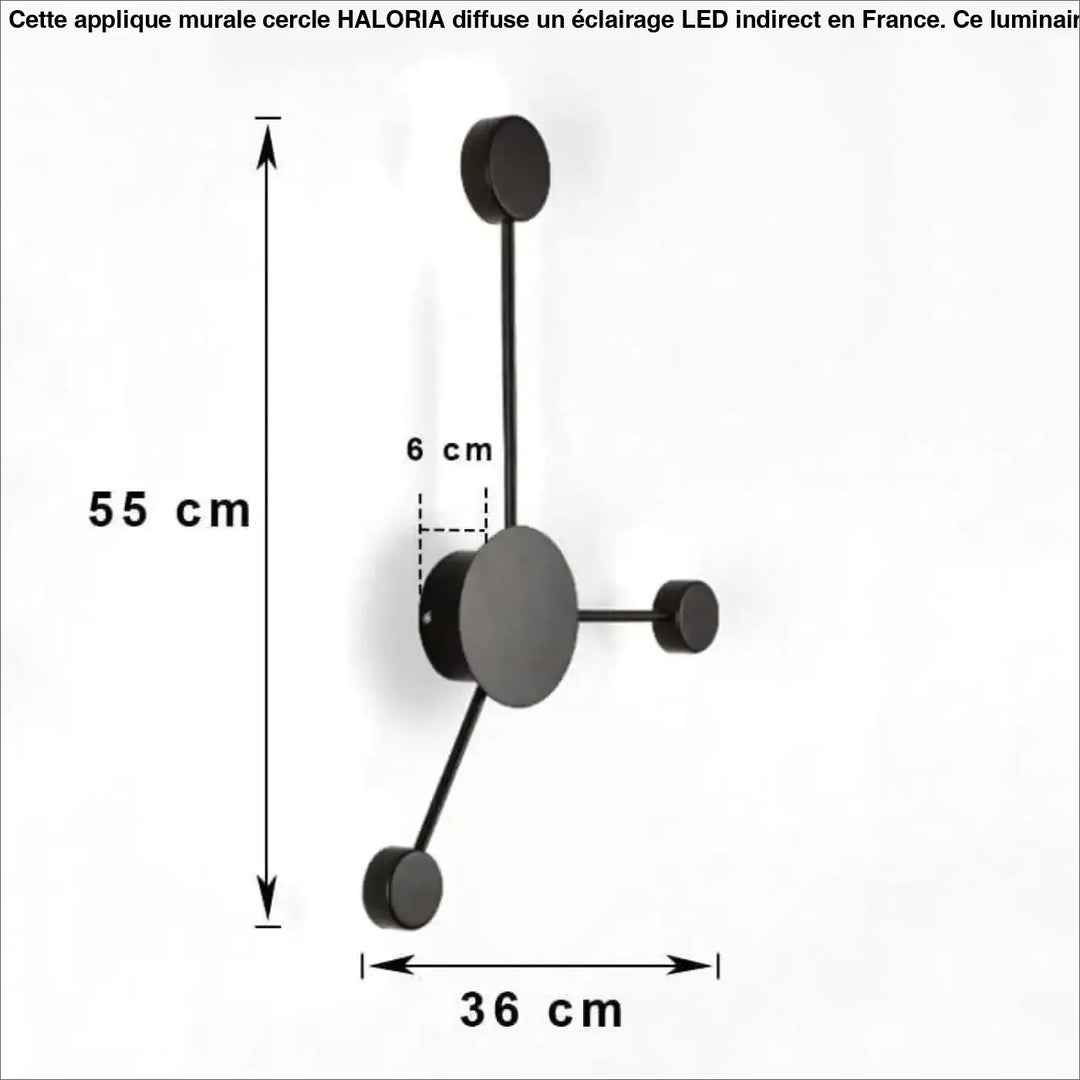 Applique murale cercle haloria noire minimaliste à quatre bras avec base centrale ronde pour éclairage mural