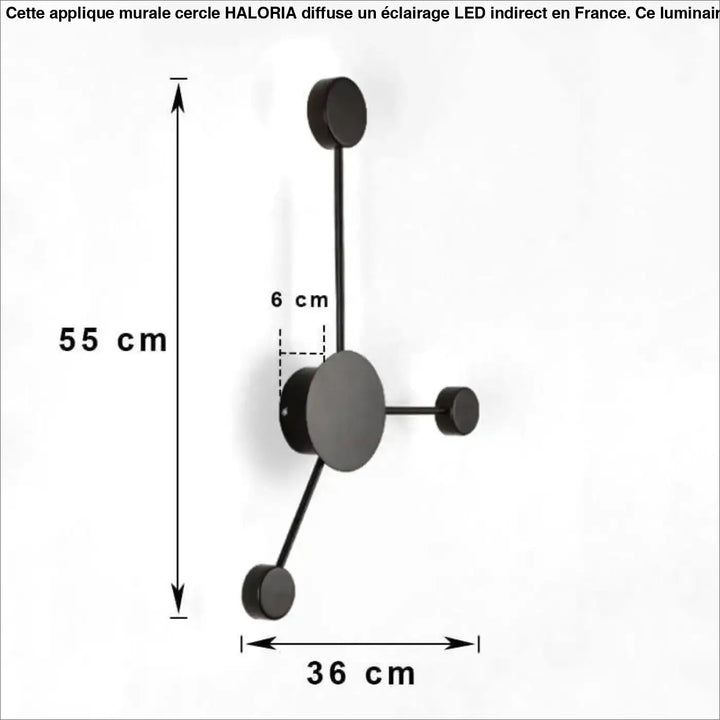 Applique murale cercle haloria noire minimaliste à quatre bras avec base centrale ronde pour éclairage mural