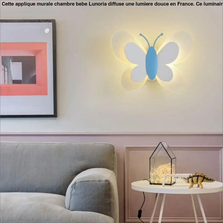 Applique murale chambre bébé lunoria en forme de papillon bleu et blanc pour décoration murale chambre enfant