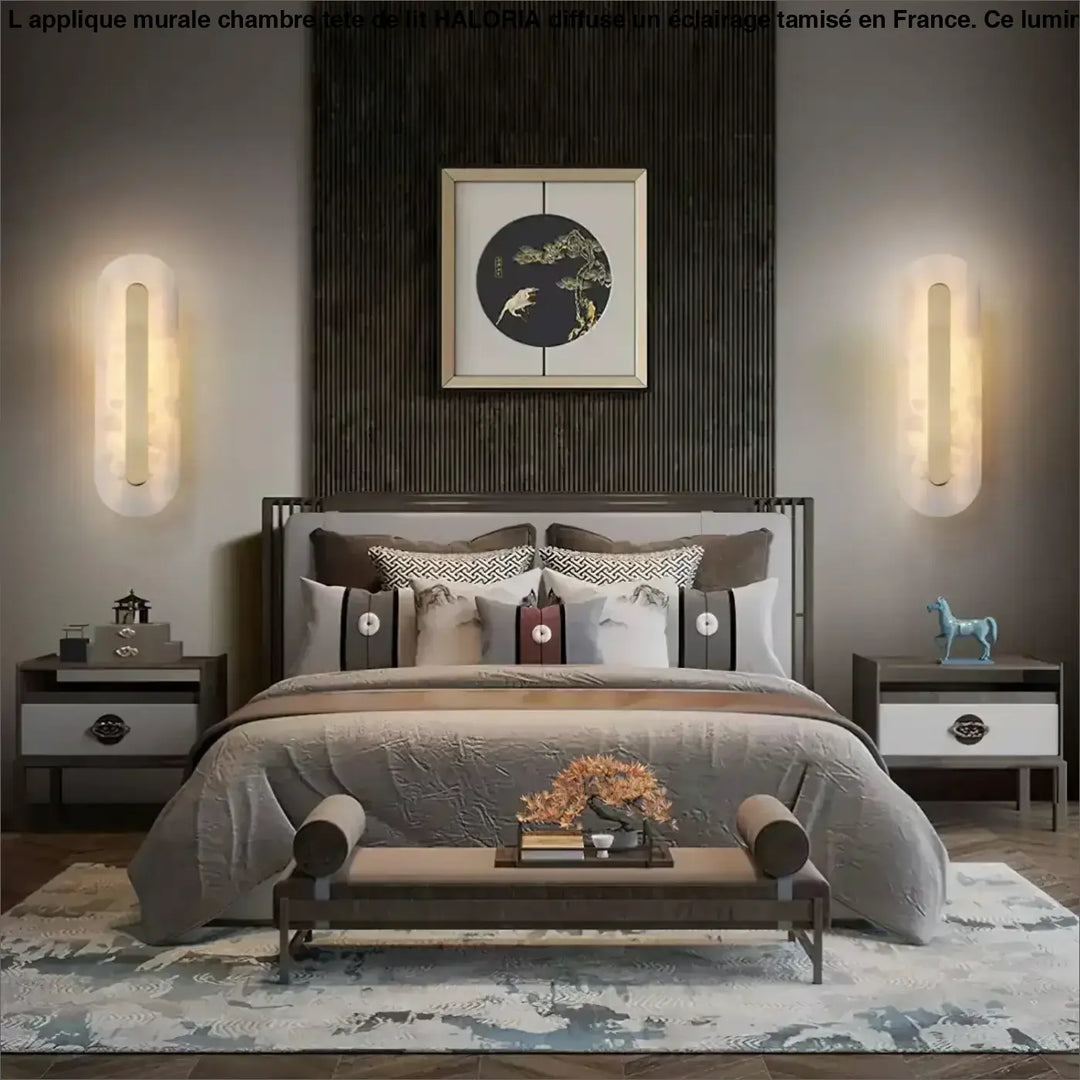Applique Murale Chambre Tête De Lit Dorée Longue En Marbre
