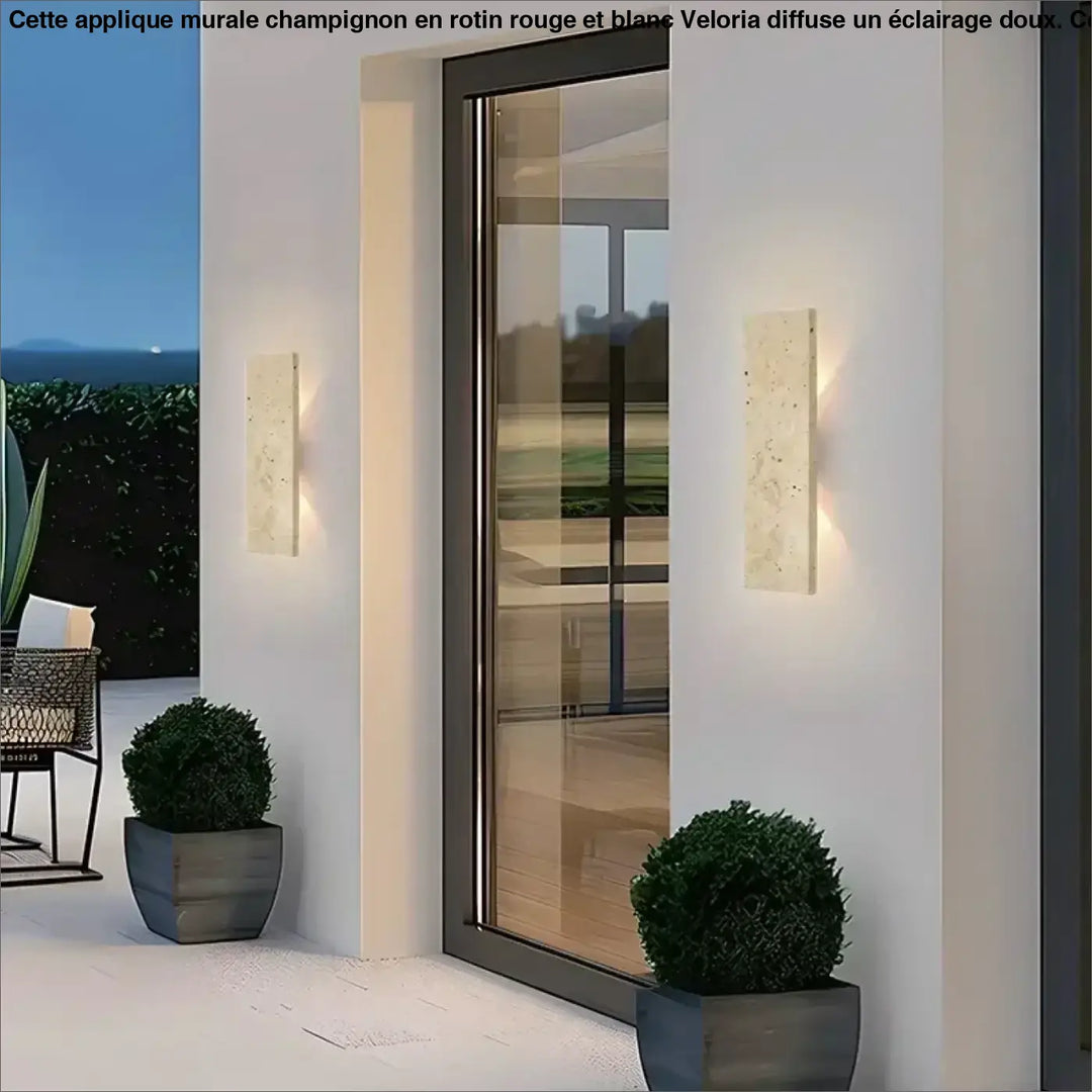 Applique murale en pierre beige d'intérieur comme d'extérieur

