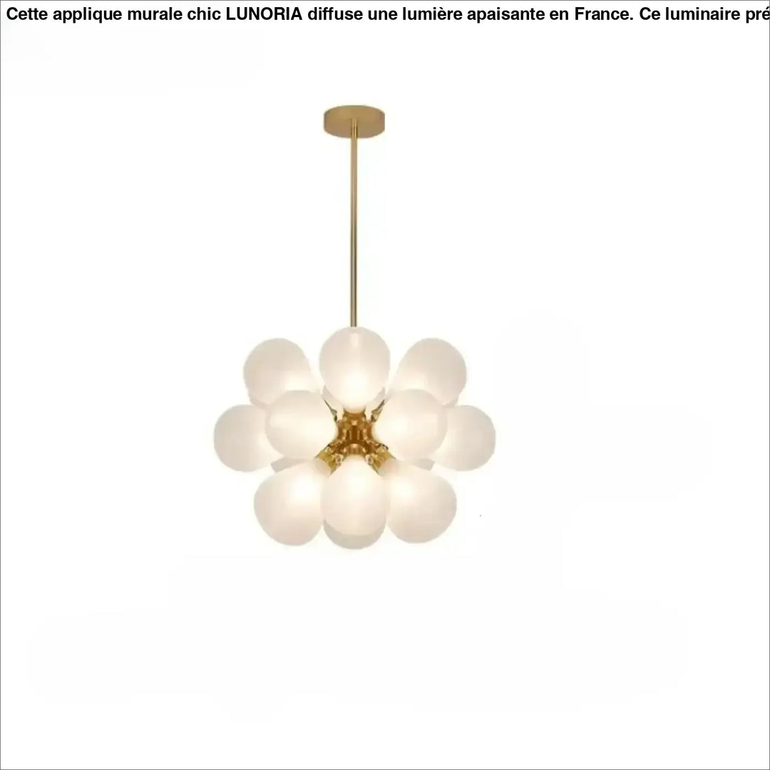 Suspension luminaire anthya doré avec effet floral en verre soufflé et globes en verre dépoli en forme de fleur