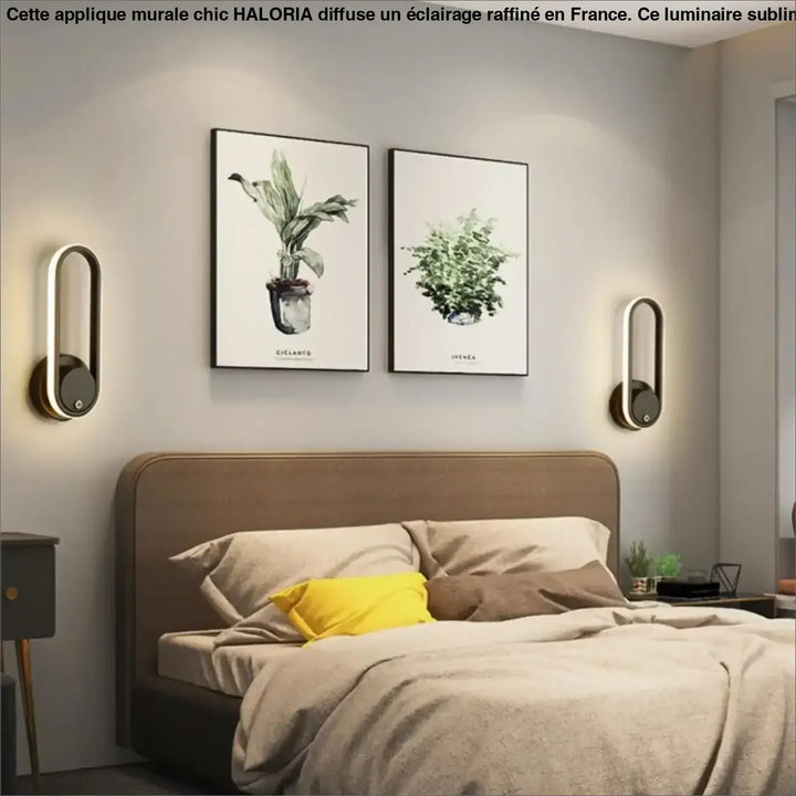 Applique murale chic haloria en métal moderne avec design ovale élégant et éclairage d’ambiance chaleureux