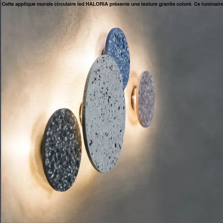 Applique murale circulaire LED à la texture de granité coloré


