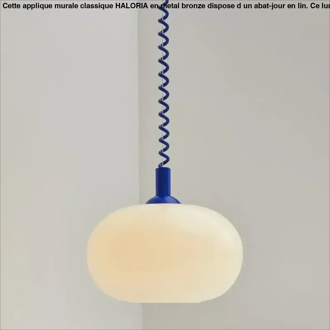 Suspension luminaire blanc avec câble spirale style minimaliste