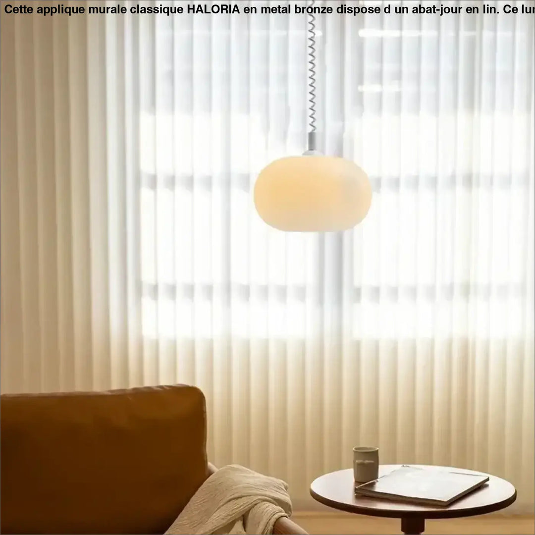 Suspension luminaire blanc avec câble spirale style minimaliste