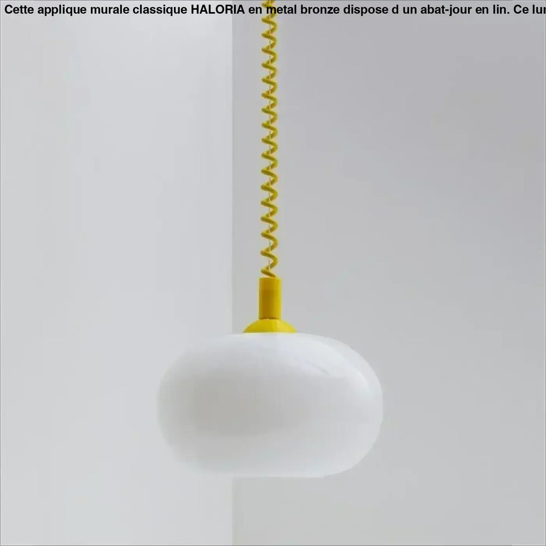 Suspension luminaire blanc avec câble spirale style minimaliste